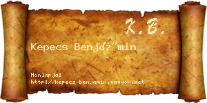 Kepecs Benjámin névjegykártya